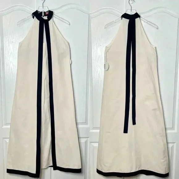 NWOT Staud Wright Halterneck Dress in Ecru and Black Size Small - Picture 5 of 10
